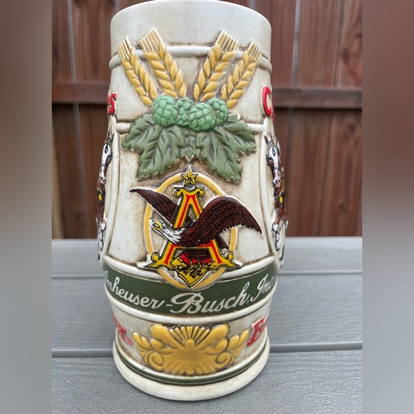 Budweiser 1983 Holiday Beer Stein Snowy Woodland Clydesdale Ceramarte Mug CS-50 - Picture 5 of 13